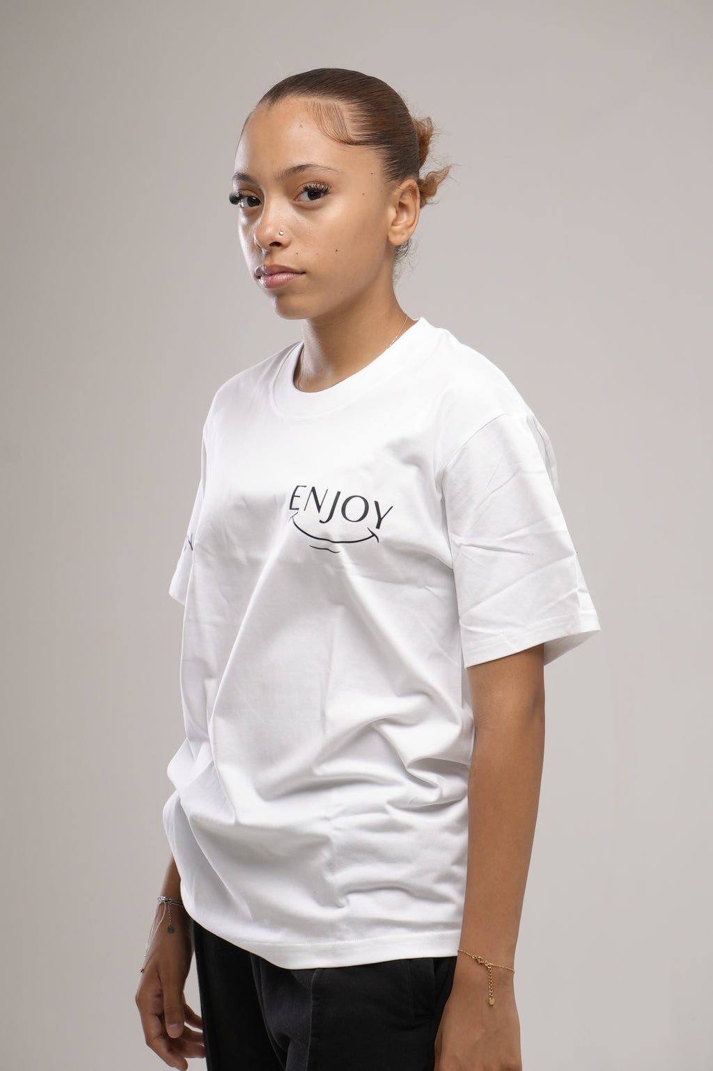 t shirt enjoy blanc